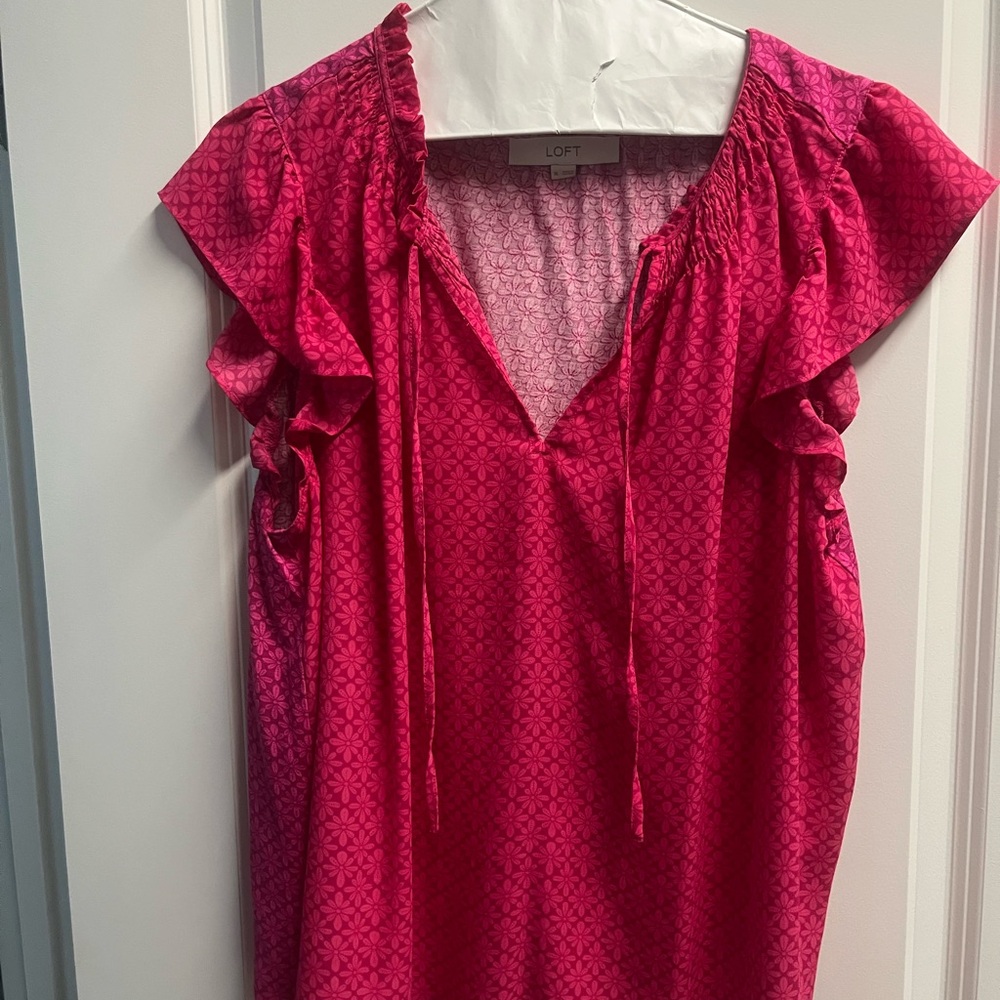 LOFT Pink Cap Sleeve Blouse